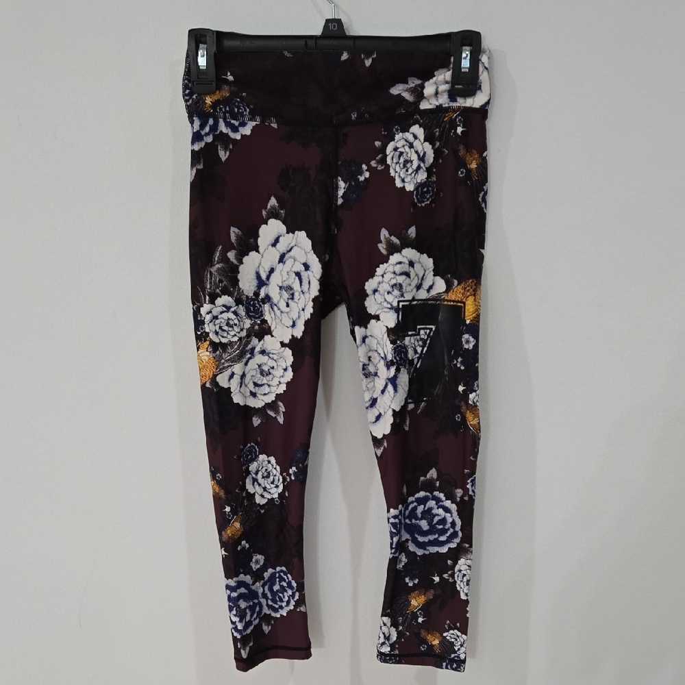 The Upside Sz Small  Burgundy & Black Floral Leggings